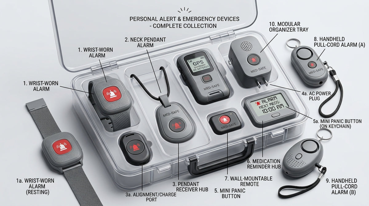 Personal Safety Alert Kit – Medical Panic Buttons, SOS Pendant & Emergency Alarm Set for Seniors