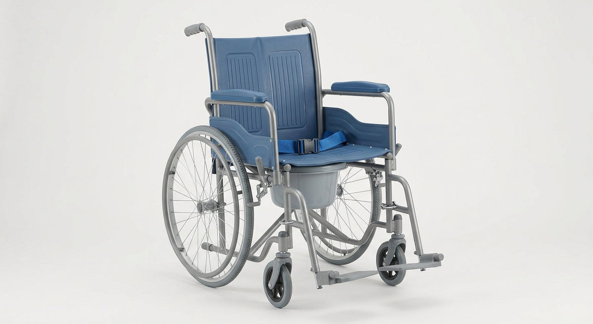 Manual Patient Transfer Chair – Portable Wheelchair & Commode Aid with Safety Belt
