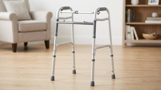 Lightweight Adjustable Aluminum Walking Frame/ Walker – Folding Mobility Aid with Non-Slip Rubber Tips