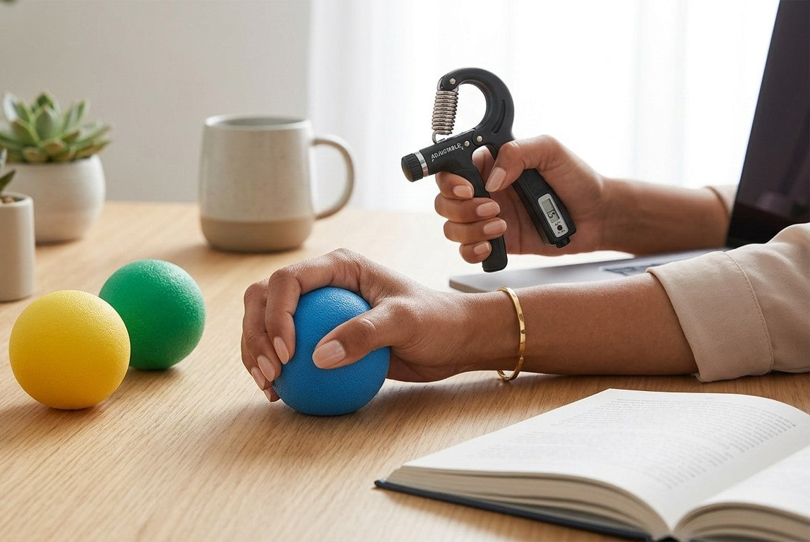 Hand Therapy Squeeze Balls & Adjustable Grip Strengthener Set – Finger Dexterity & Rehabilitation Kit