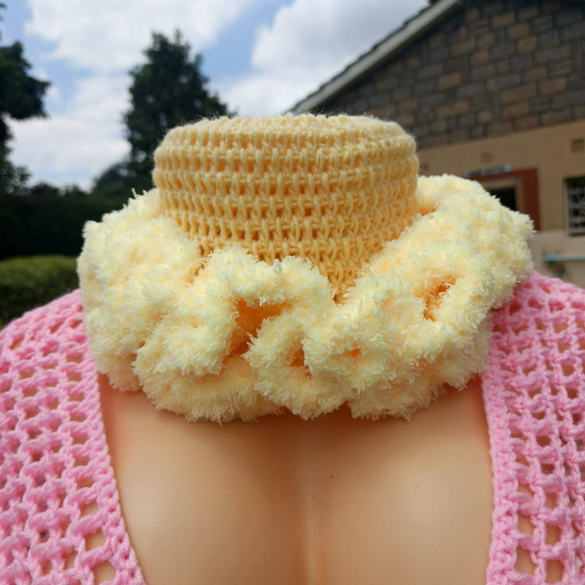 Fluffy Crochet Ruffle Hat – Soft & Stylish | Sir James Care Homes (KSh 1,700)