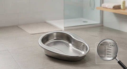Stainless Steel Medical Bedpan with Graduated Measuring Scale – Reusable & Autoclavable