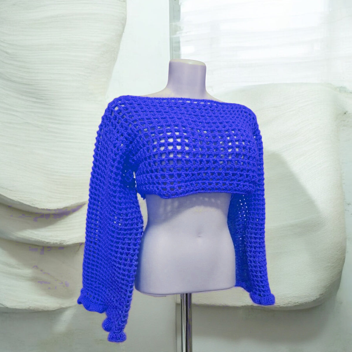 blue crochet crop top
