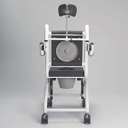 Deluxe Commode Chair with Padded Backrest & Removable Footrests for Home Care