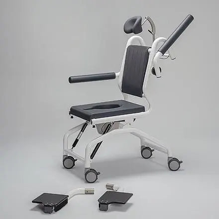 Deluxe Commode Chair with Padded Backrest & Removable Footrests for Home Care