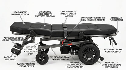 Foldable Emergency Patient Stretcher – Heavy-Duty Portable Transfer Cot with Safety Straps