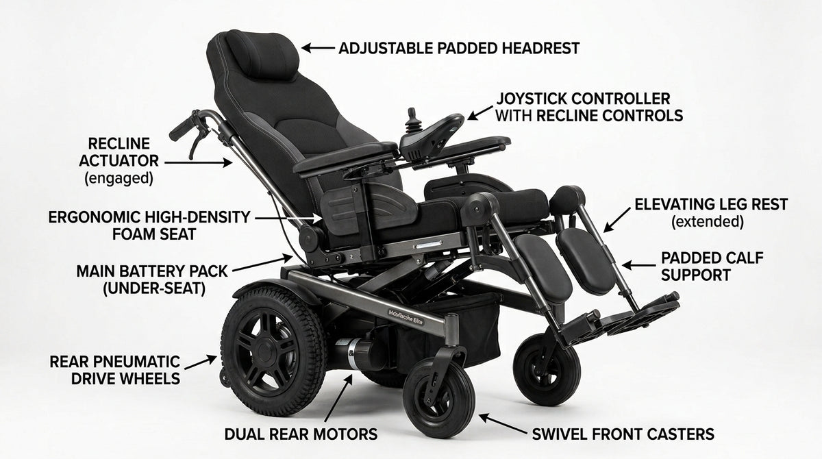 Standard Electric Wheelchair – Folding Motorized Power Chair with 360° Joystick Control