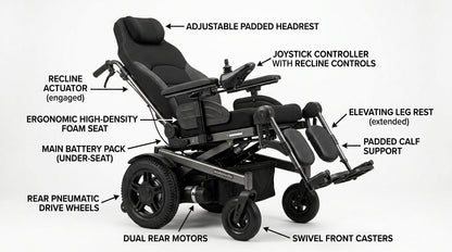 Standard Electric Wheelchair – Folding Motorized Power Chair with 360° Joystick Control