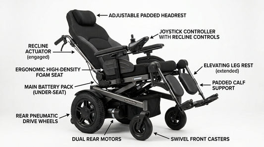 Standard Electric Wheelchair – Folding Motorized Power Chair with 360° Joystick Control